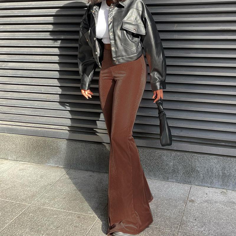 Golden Velvet Wide Leg Pants Women High Waist Drop Good Casual Pants Loose Flare Women's Pants