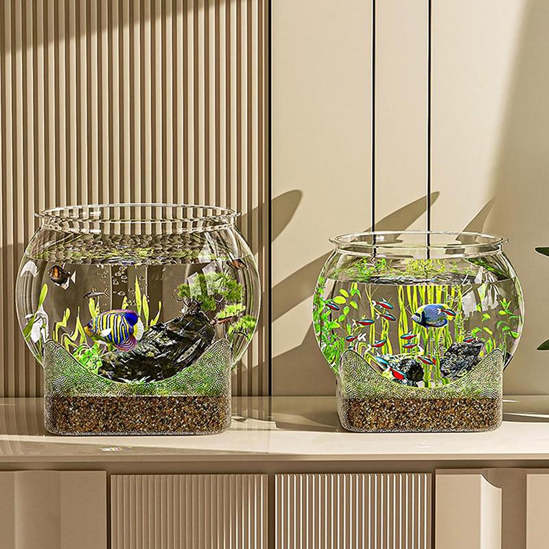 Ultra Clear Round Fish Bowl Plastic Removable Desktop Fish Tank Ultra Clear Viewing Tank Small Aquarium Tabletop Ornament