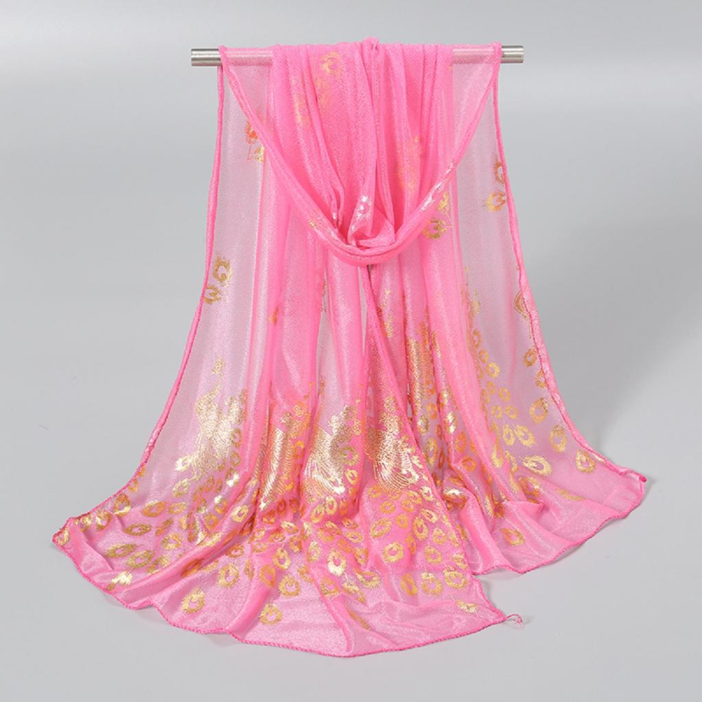 Schleier Pfau Heißprägung Gold Glitzer Schal Schal Damen Elegant Lange Schals Premium Temperament Schleier Kopfbedeckungen 170*60cm