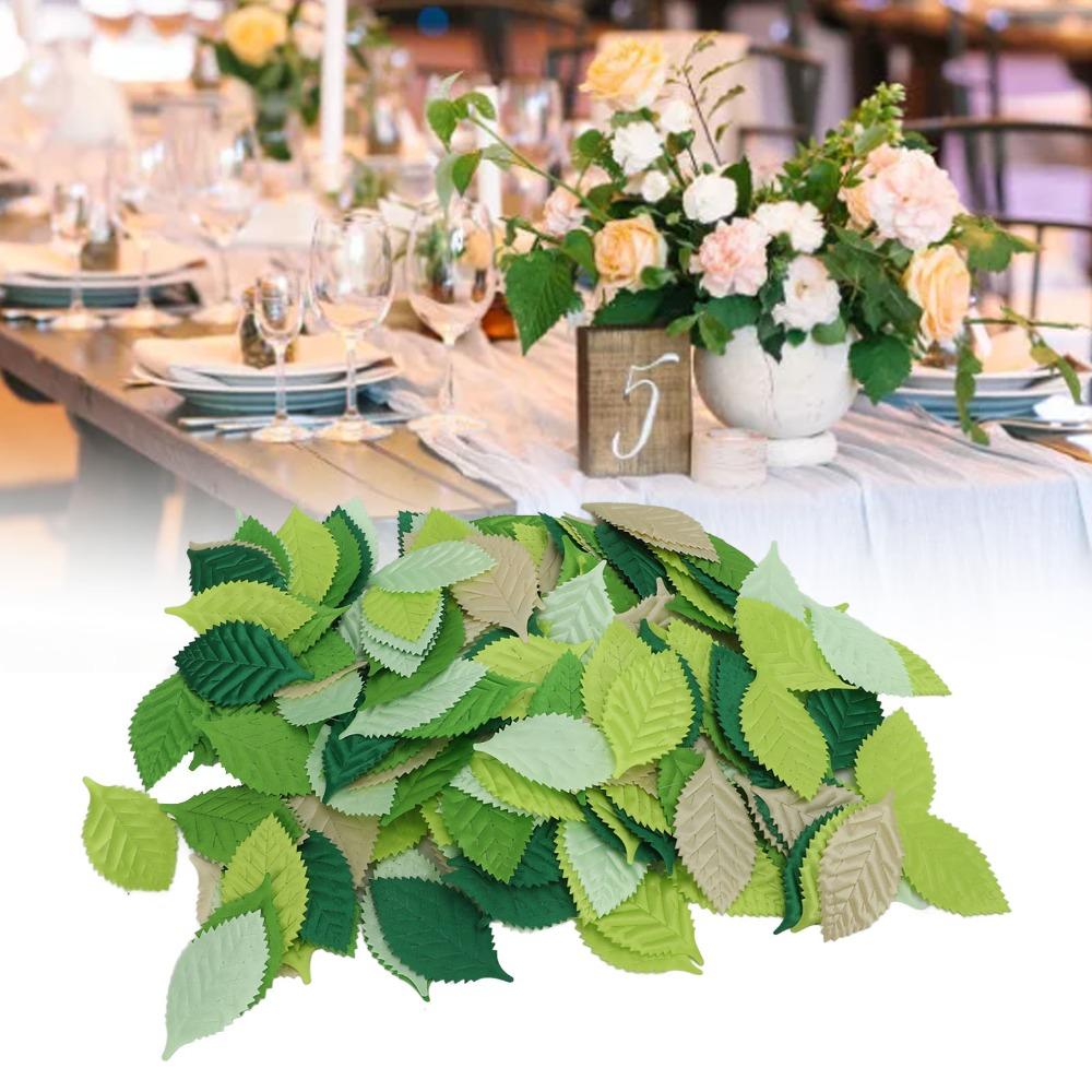 200pcs Mixed Exquisite Details Artificial Leaves High Simulation Green Tone Simulation Leaves Fabric Leaves DIY Crafts
