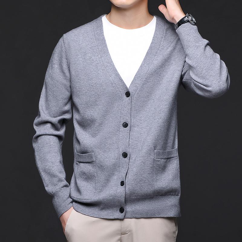 Men’s Slim Fit V-Neck Button-Up Knit Cardigan