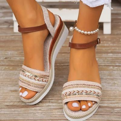 Mode Dames Sleehak Platform Sandalen Zomer Pu Leer Enkelband Gladiator Sandalen Dames Antislip Dikke Zool Sandalias De Mujer