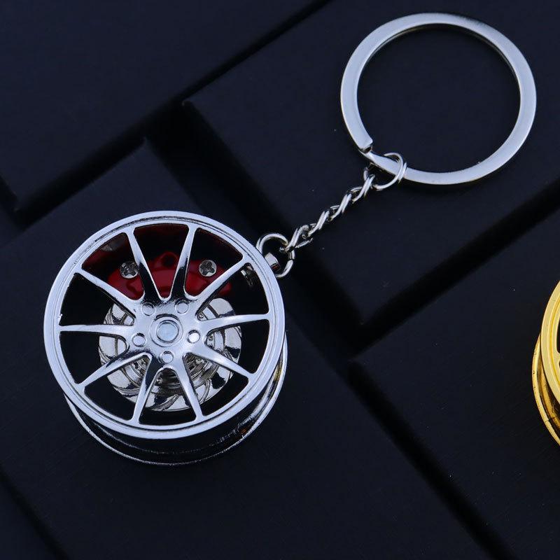 Cross-border Car Brake Keychain with Rotating Wheel & Laser Logo