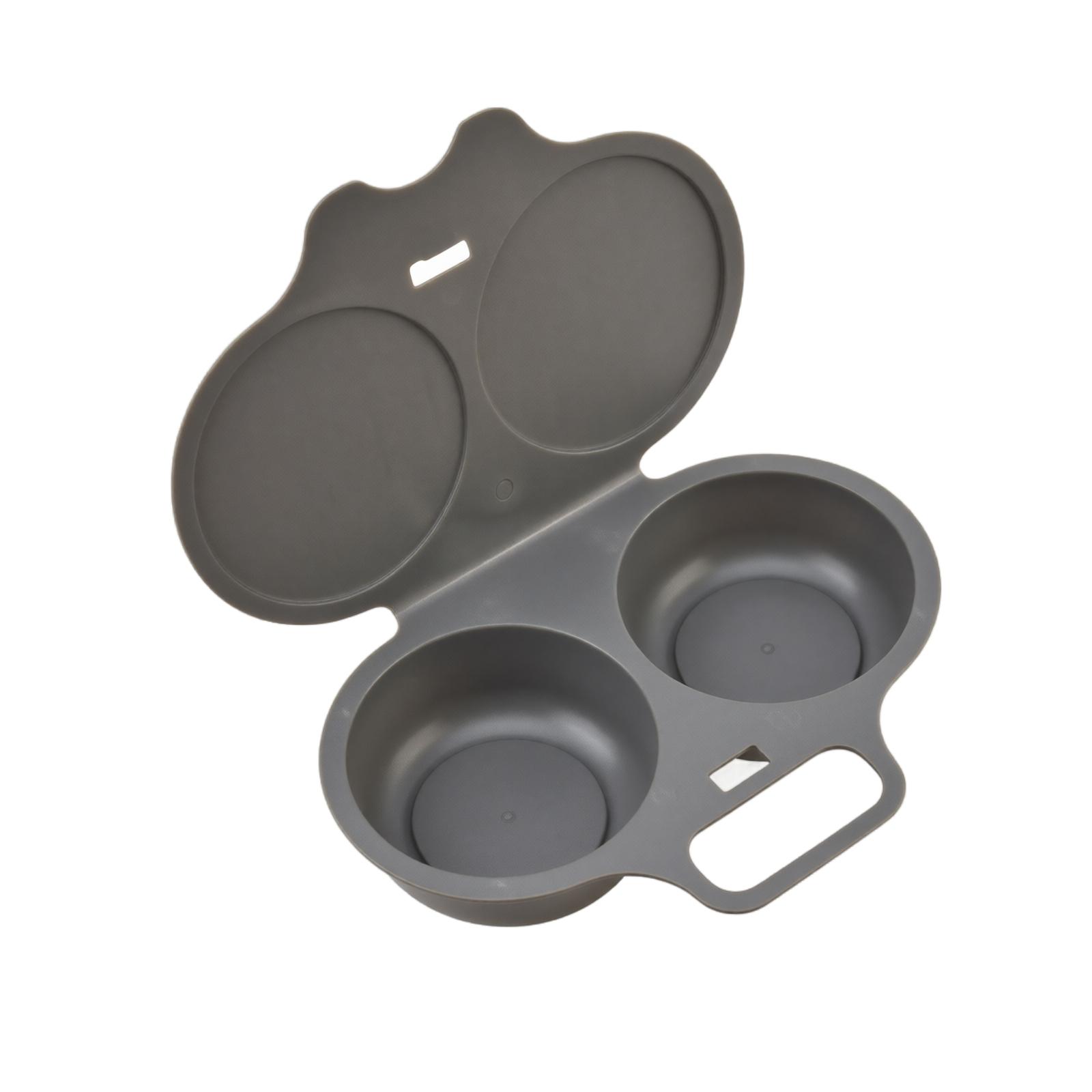 Mikrowellen-Eierkocher, 2-Schlitz-Kunststoff-Eier-Dampfgarer-Behälter, Hitzebeständiges und leicht zu reinigendes Küchenwerkzeug One Size gray