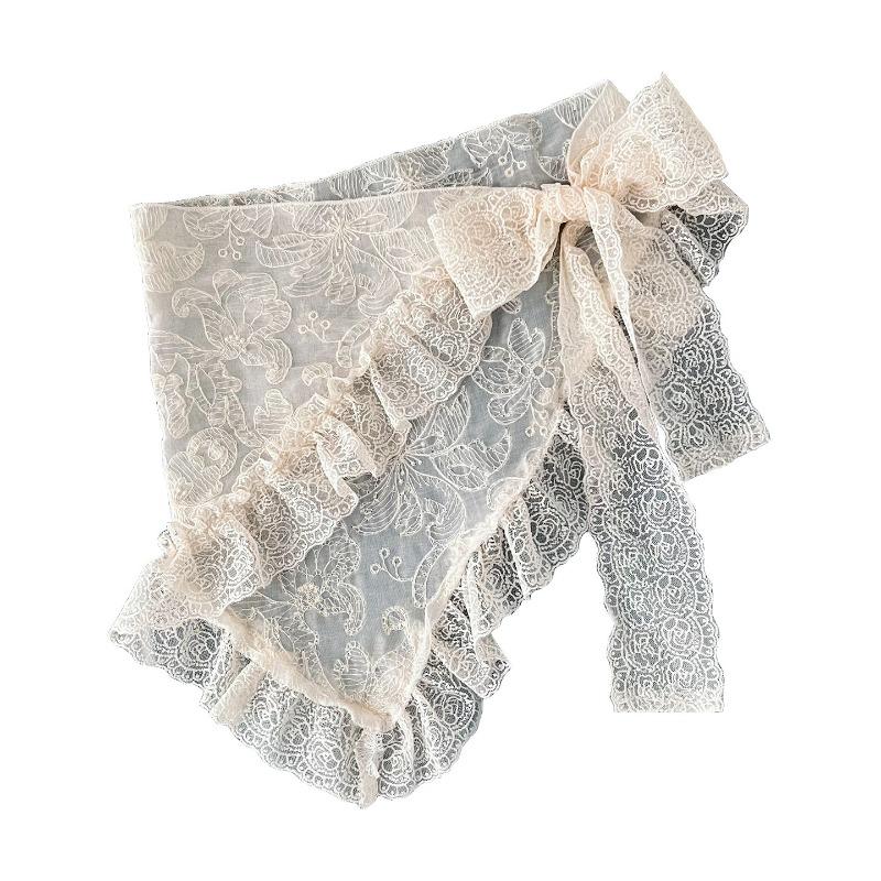 Women Sweet Lace Triangular Scarf Summer Decorative Versatile Waist Scarf