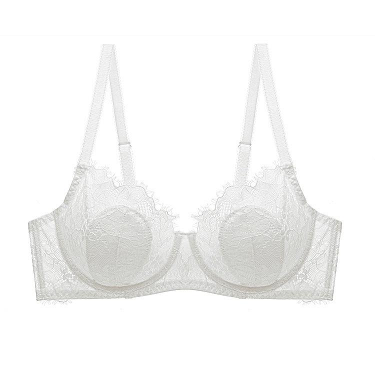 

European & American Style Sexy Lace Bra - Sheer, Slimming, Plus Size 75E білий