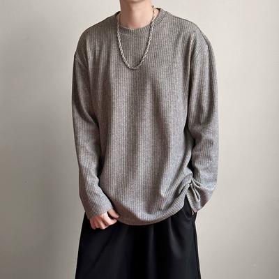 Autumn Winter New Men Thin Sweater 2024 Men Round Neck Knitted Hoodie Long Sleeve Solid Color Pullovers Men Underwear