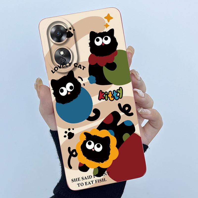 For OPPO A17 A17K 2022 CPH2477 Case Back Cover Cute Panda Sweet Girls Soft Silicone TPU Phone Case Shockproof Protective Casing