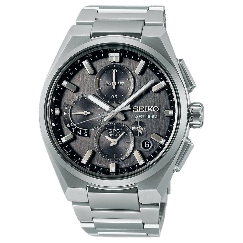 

SEIKO Astron series 100 meters waterproof solar Quartz titanium strap 42mm men s watch black dial SSH163