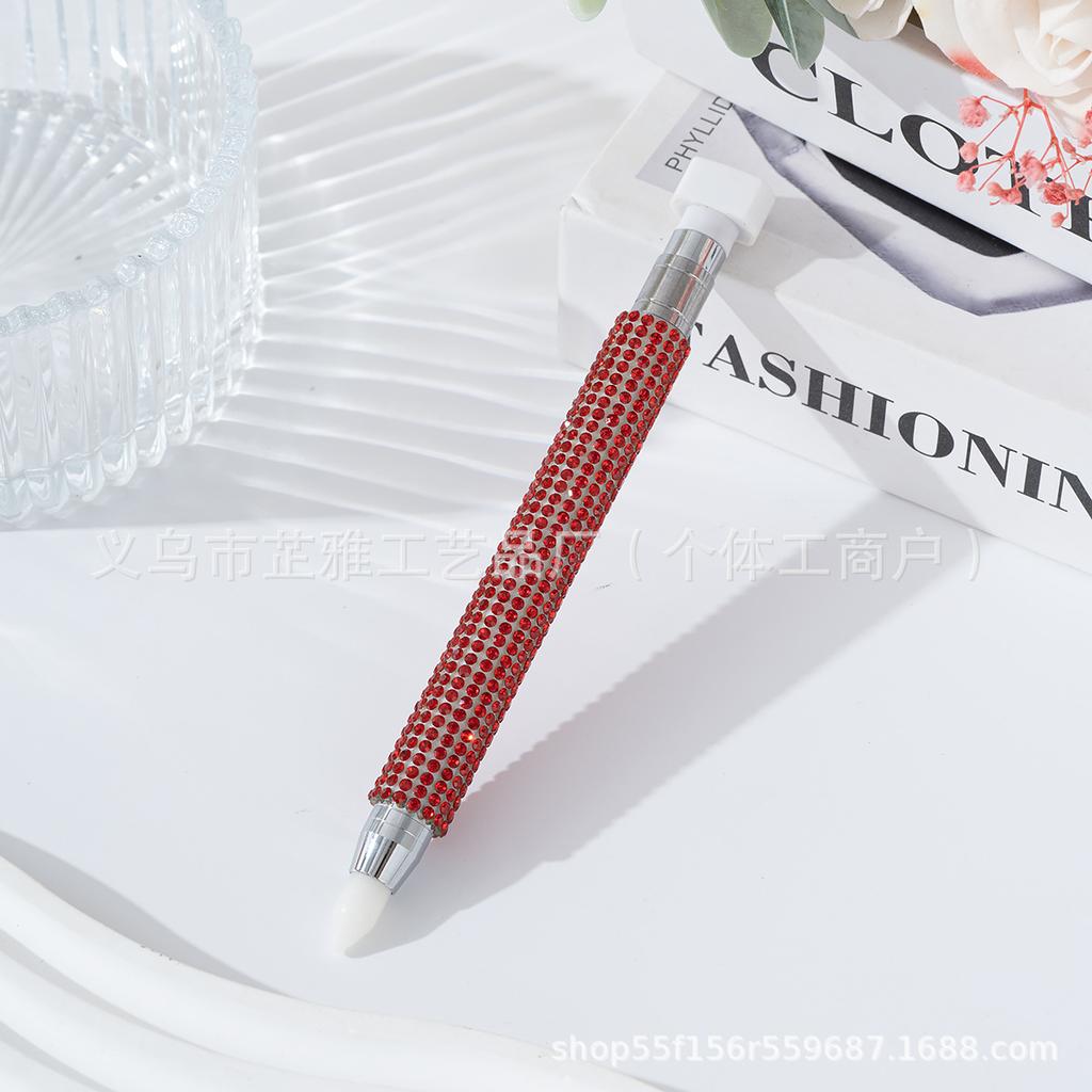 Diamond-encrusted nail art tools Double-head point pen wholesale Rotary push-pressing mud Sticky drill point pen Wave point drill pen