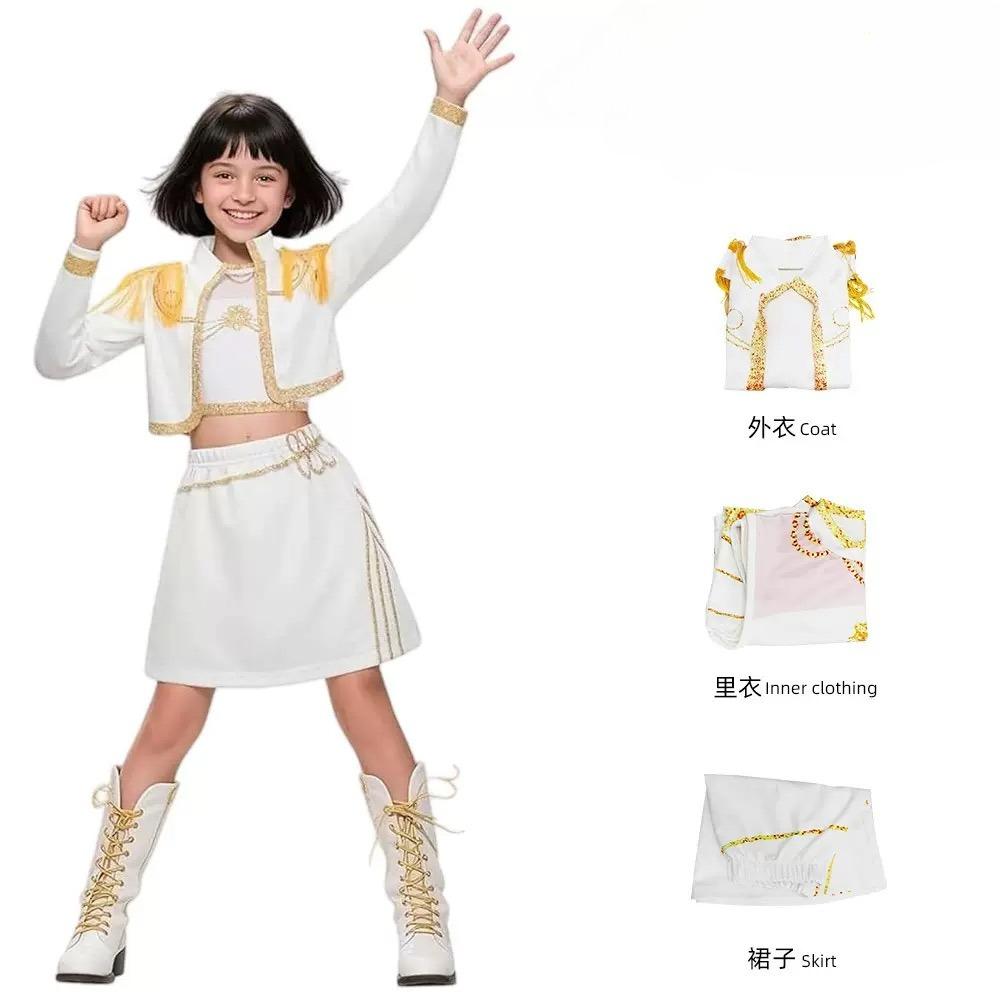 3-teiliges Kpop-Kostüm Rumi Sängerin Tanzkleid 3D-Druck Mädchen Halloween Weihnachts-Kostüme Cosplay Ausgefallene Bühnenauftritts-Outfits