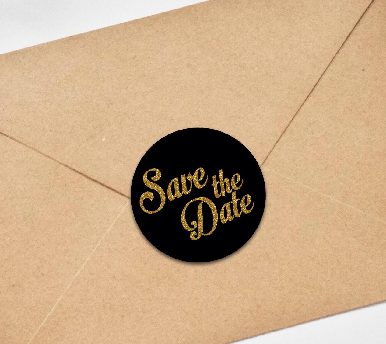 

Darling Souvenir Round Glitter Background Save The Date Stickers 1.6 Inches Envelope Seals-45 1.6 Inches Diameter чорний