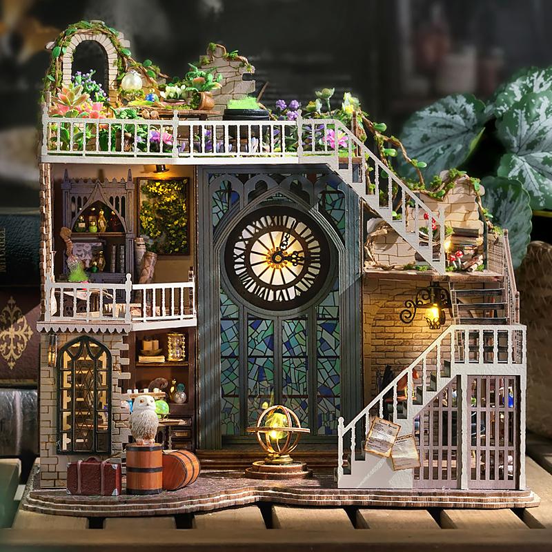Wooden Miniature Doll House Assembly Model Building Room Bedroom Decoration With Furniture LED Lights Christmas Gifts Dollhouse