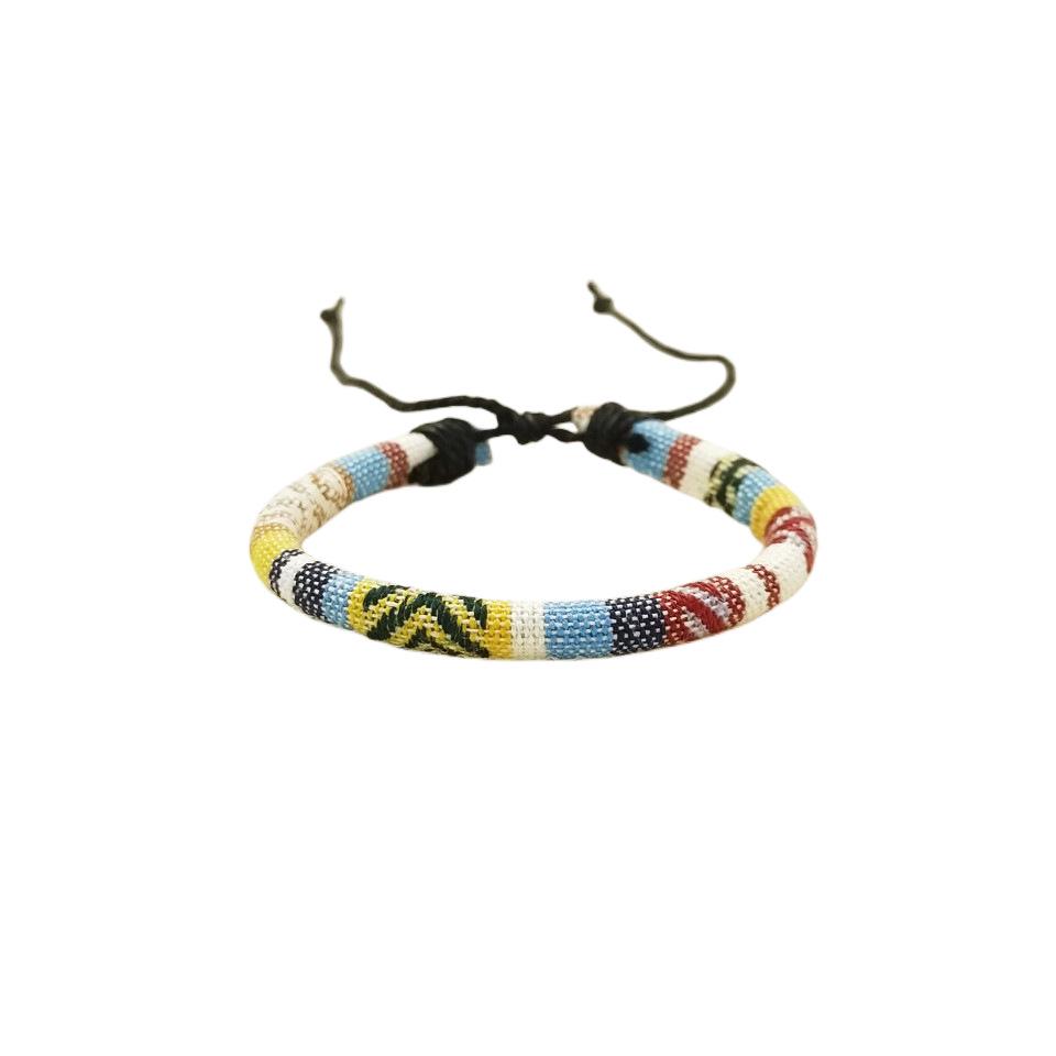 Colorful Bohemian Ethnic Hand-Woven Bracelet: Versatile Surfer Style for Teenagers