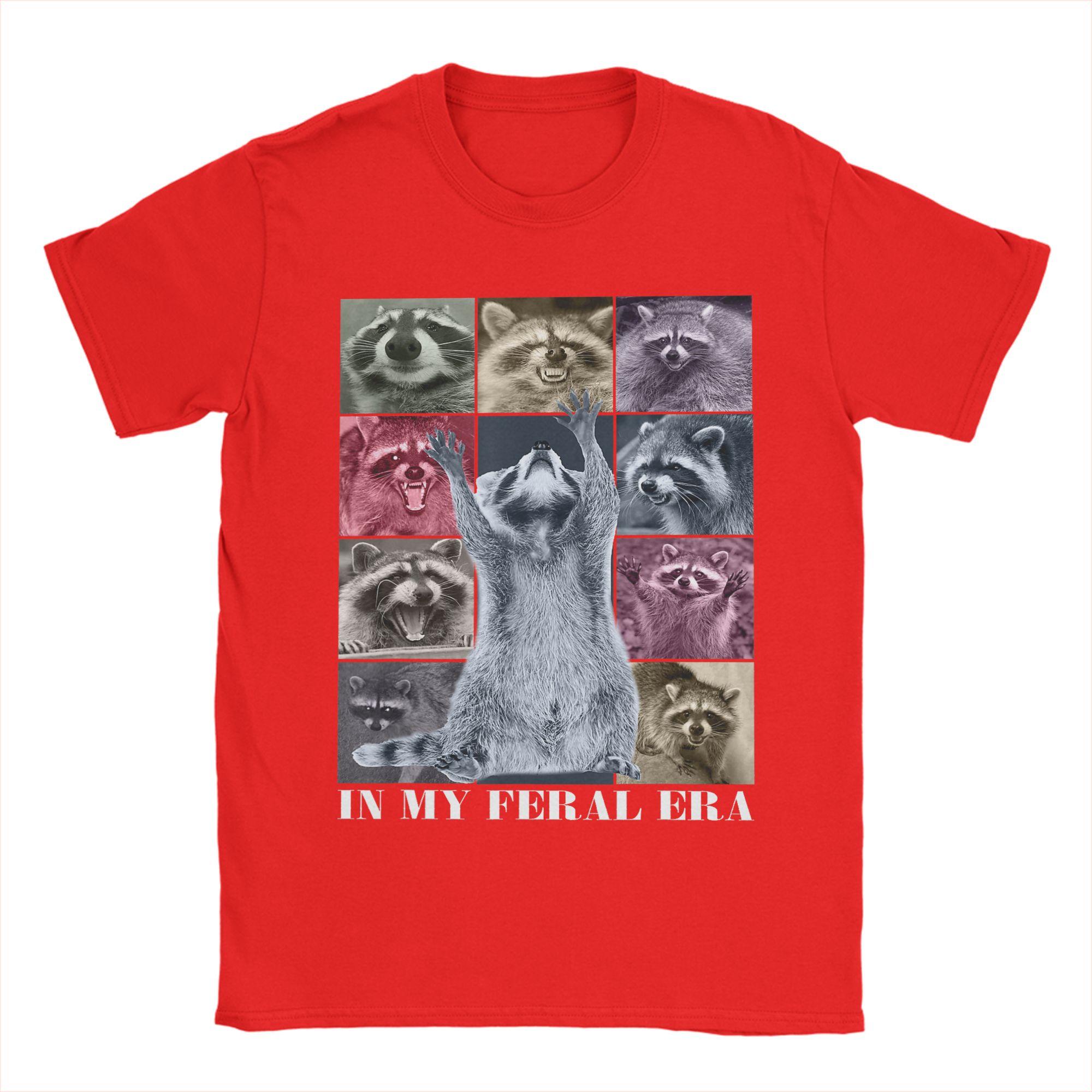 Unisex in My Feral Era Funny Raccoon Animal Meme T Shirt  Pure Cotton Tops Novelty Short Sleeve Crew Neck Tees Gift Idea TShirts S
