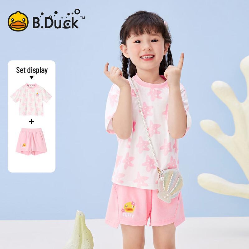 

Хлопковый комплект с коротким рукавом и шортами для девочек B.Duck 110