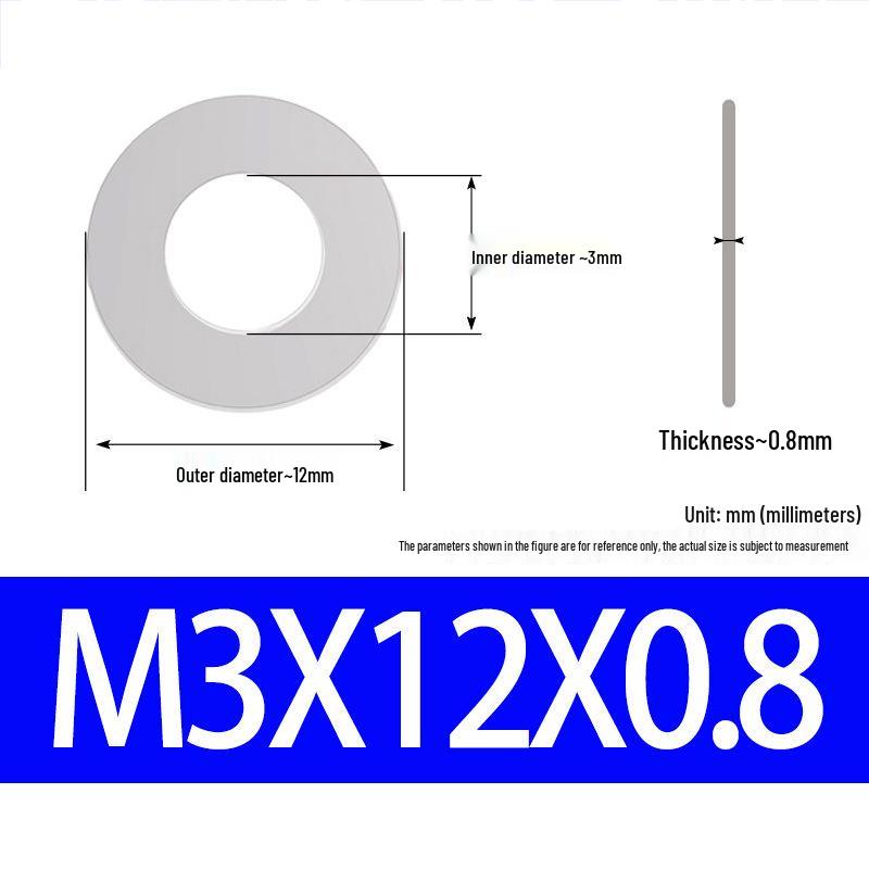 304 Stainless Steel Ultra-Thin Flat Washer, Thickness: 0.1/0.2/0.3/0.4/0.5 Mm, Sizes M1-M8
