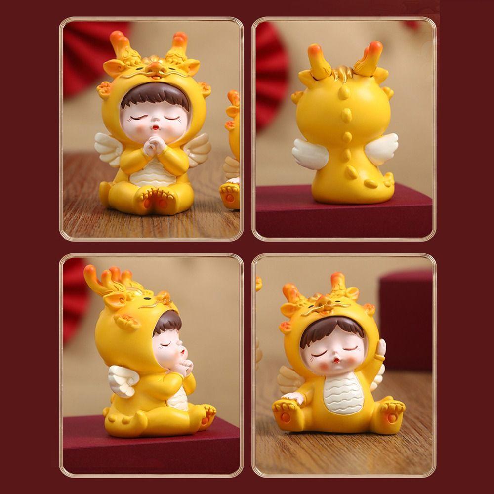 Cartoon Dragon Baby Ornament Resin Dragon Statue Car Interior Dragon Figurine  Children