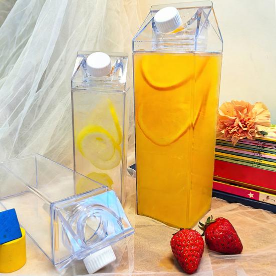 Square Plastic Milk Bottle Leak-Proof Rotating Seal Cap Bottle Coffee And Tea Bottle