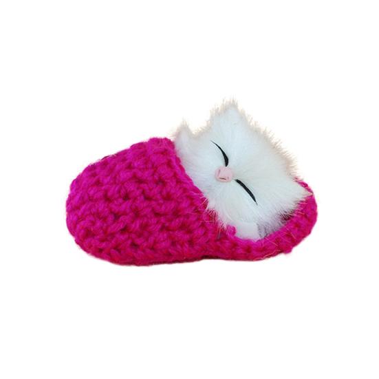 Cute Sleeping Cat Slippers Sounding Simulation Plush Animal Toy Decor Kids Gift