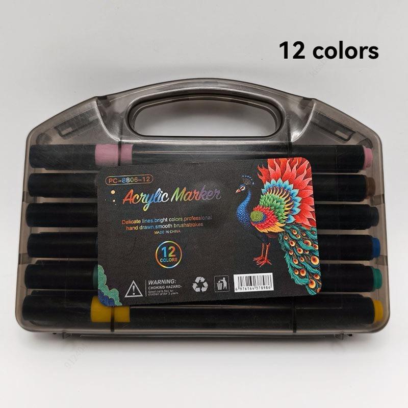

80/12 Colors Acrylic Marker Pen Set Quick Dry Paper Stackable Pens for Children Manga Art Painting Supplies School Accessories
