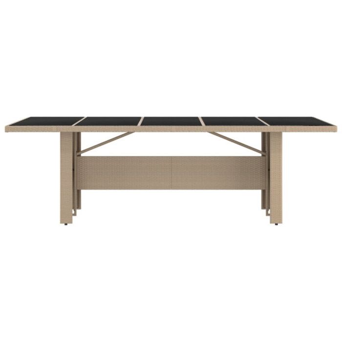 VidaXL Garden Table Glass Top Woven Resin Tempered Glass 319557