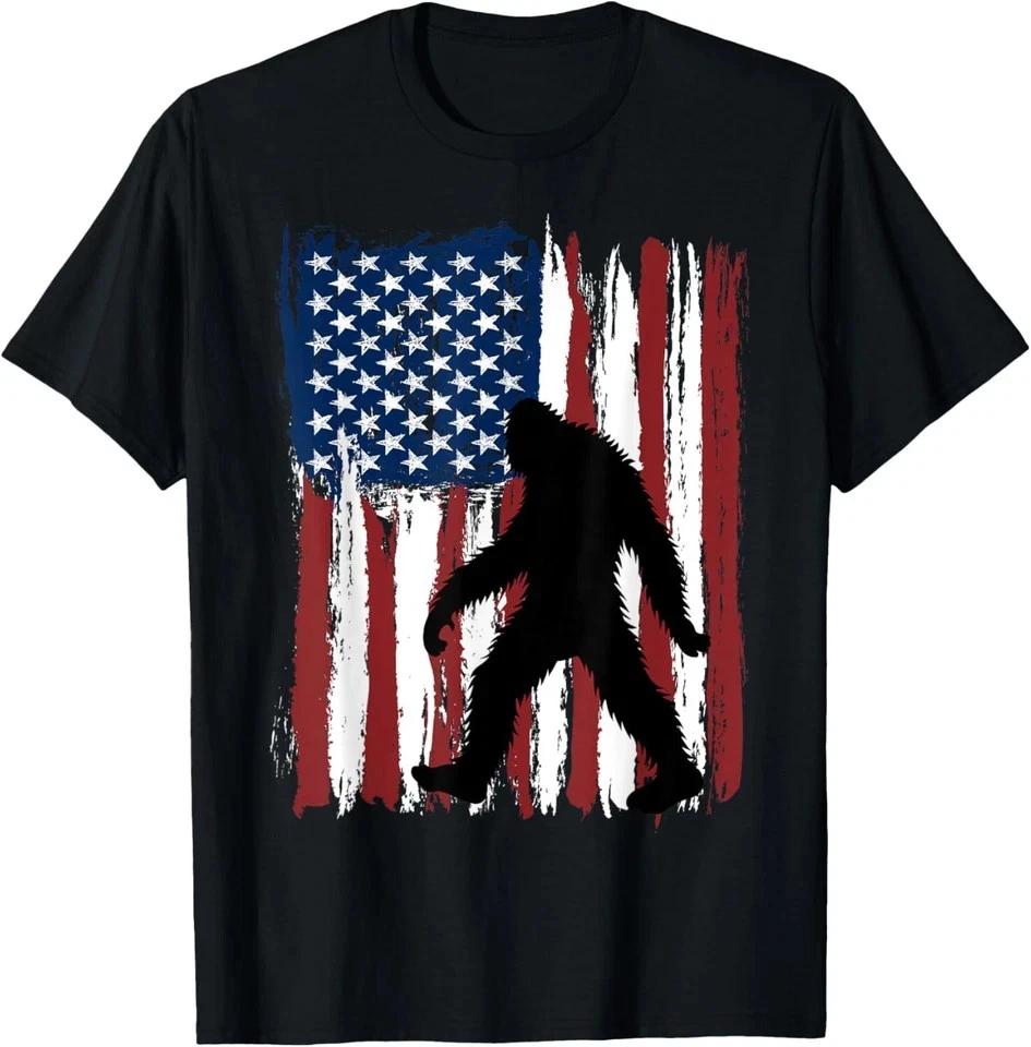 Bigfoot American Flag Funny 4th Of July Patriotic Unisex Unisex Gift Unisex TShirt S