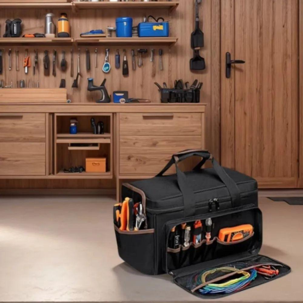 Black Fabric Tool Organizers Bag Large Capacity Construction Tool Bag Tool Bag  Electrician