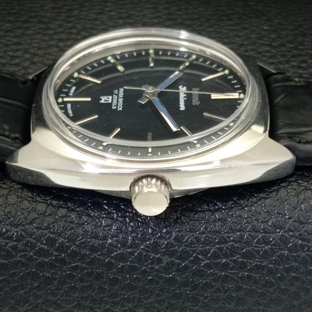 VINTAGE HMT HAND-WINDING INDIAN MENS BLACK COLOR DIAL WATCH a700330-5 R202-a700330