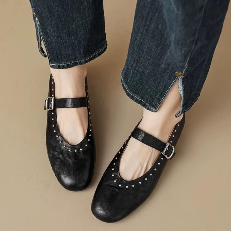 2025 Spring New Trend Women Laofers Mary Jane Casual Leather Ballet Shoes French Style Retro Soft Sneakers Zapatillas