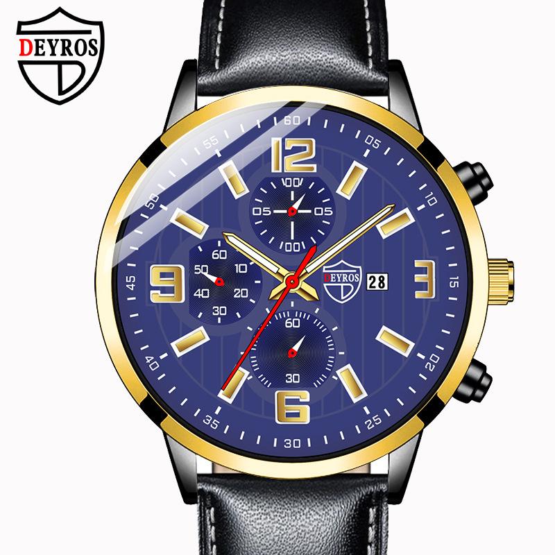 

Fashion Student Watch Men s Calendar Watch Men s Business Watch Leather Quartz Watch Watch синій/срібний