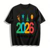 2026 New Year Themed Colorful Number Print Casual Festival Top Pure Cotton T-shirt