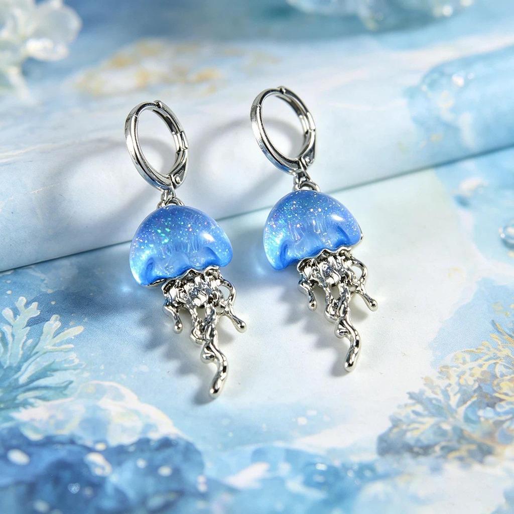 Earrings for Women: High-End Retro Ocean Style Jellyfish Ear Drops, Girls Series, Versatile and Elegant