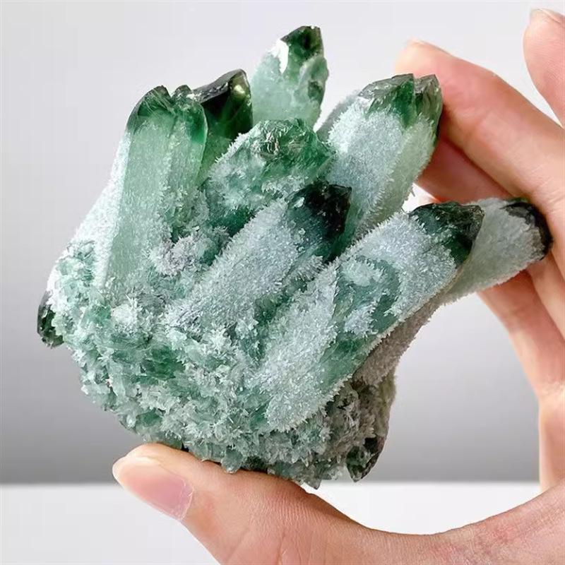 Green & White Crystal Cluster: Raw Stone Ornament for Purification, Home Decor & Jewelry Gift