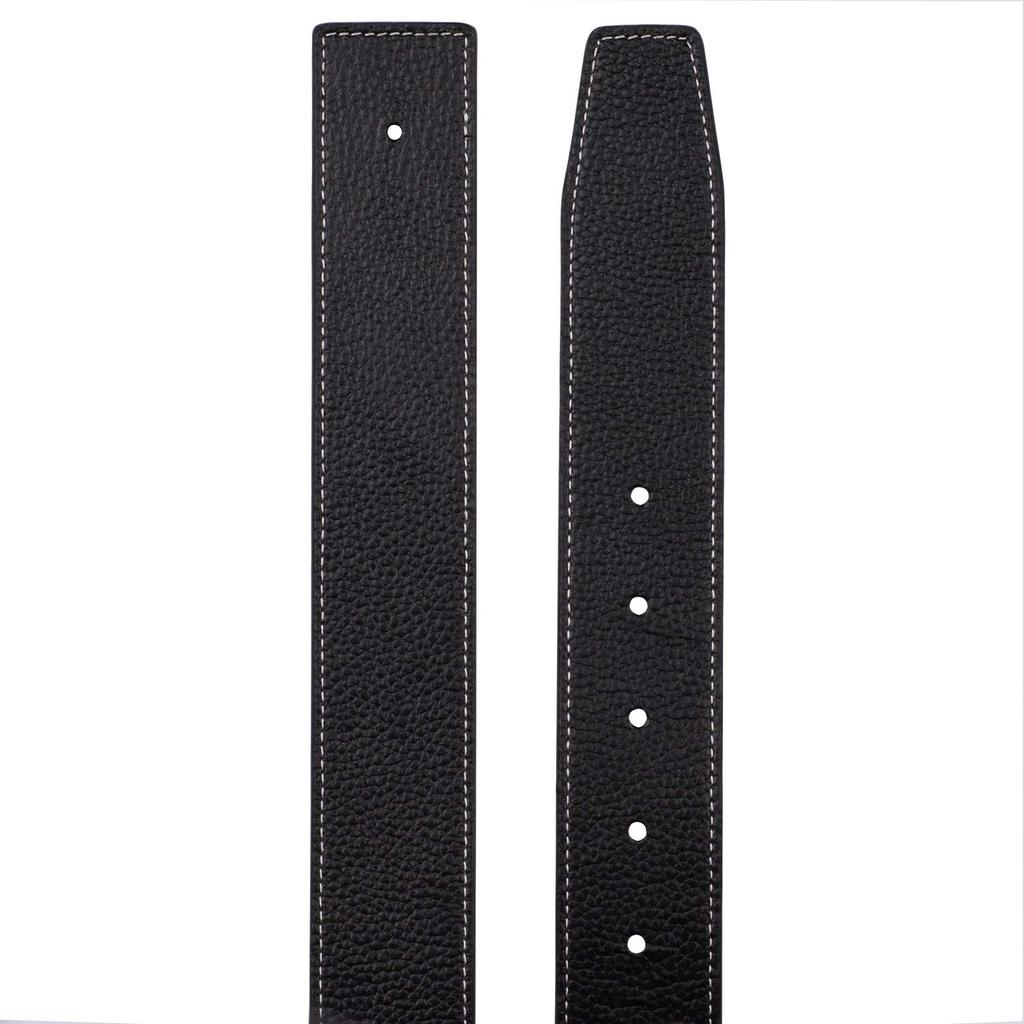 H Full Grain Leather Belt Replacement Belt Strap No Buckle Width 38mm Black [GangTu]