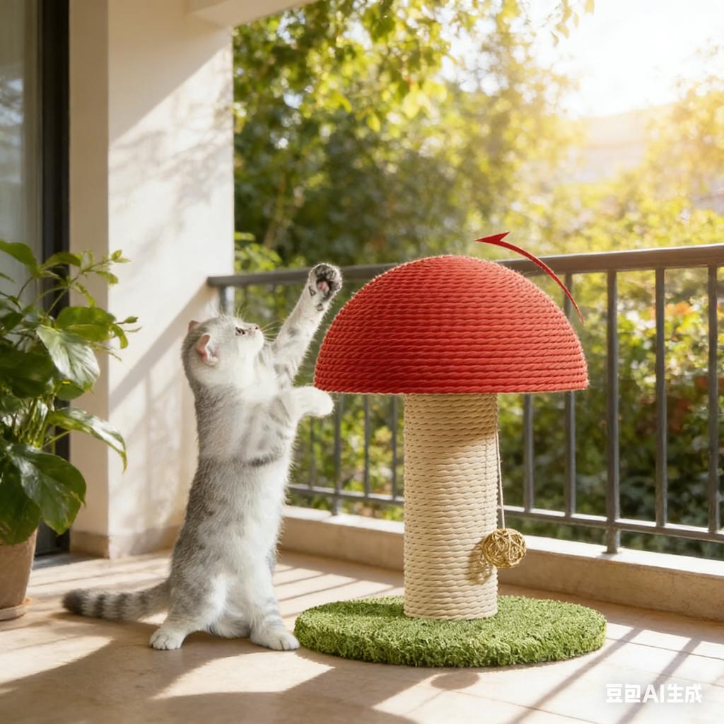 Mushroom Cat Scratch Board, Sisal Scratching Pad for Kittens, Funny Cat Climbing Toy Durable Grinding Claw Board