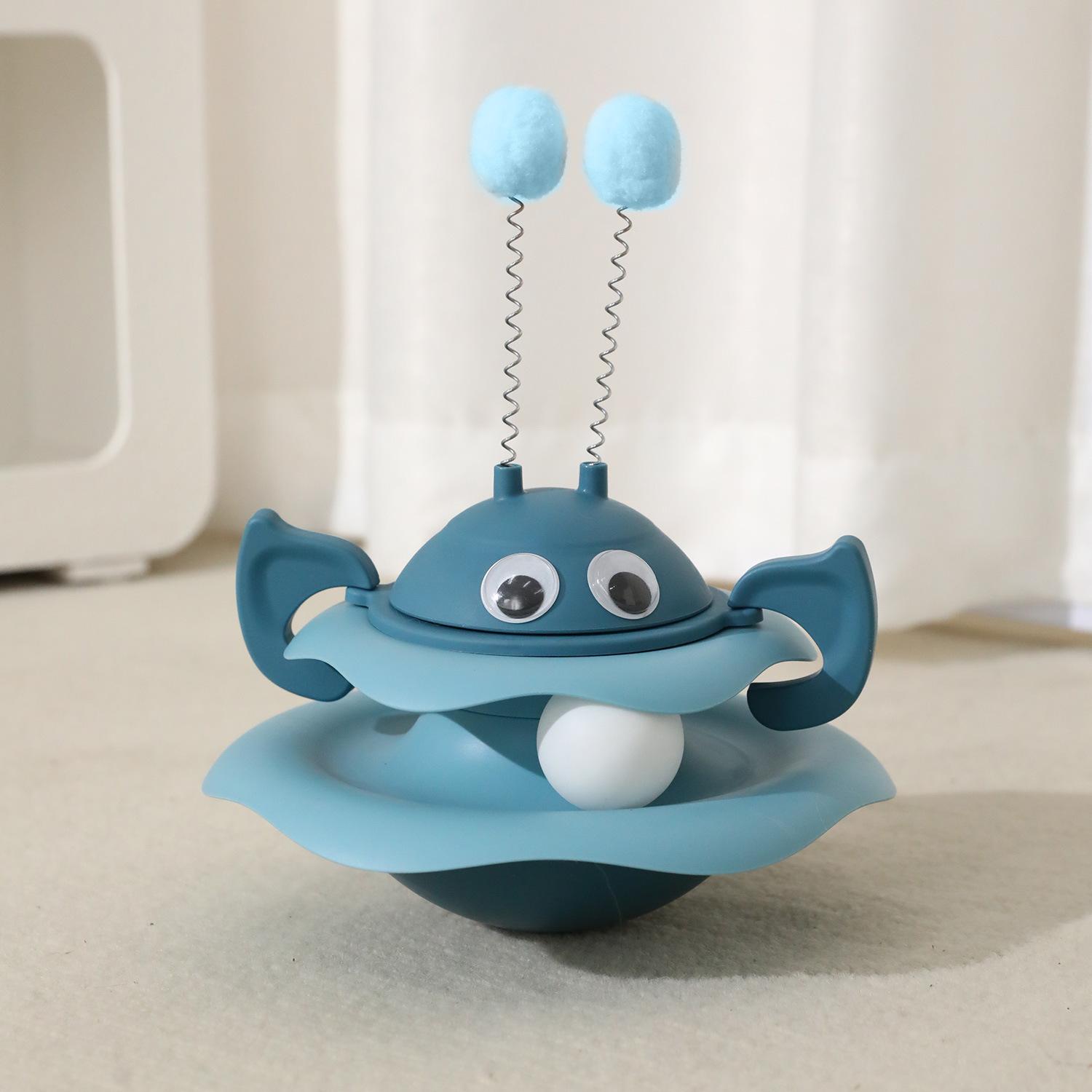 

Cat Toy Turntable Swinging Teasing Toy Swinging Ball Three Layer Track Pet Playtime Detachable Cat Teaser Tumbler Spinning Toy синій