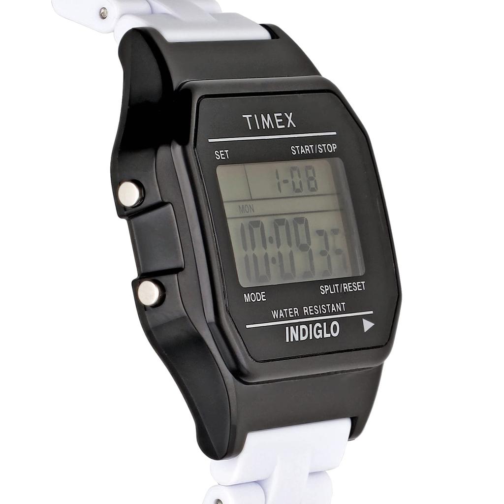 TIMEX Classic Digital Tile Collection Unisex Watch TW2V20000-1 Black Dial Quartz White