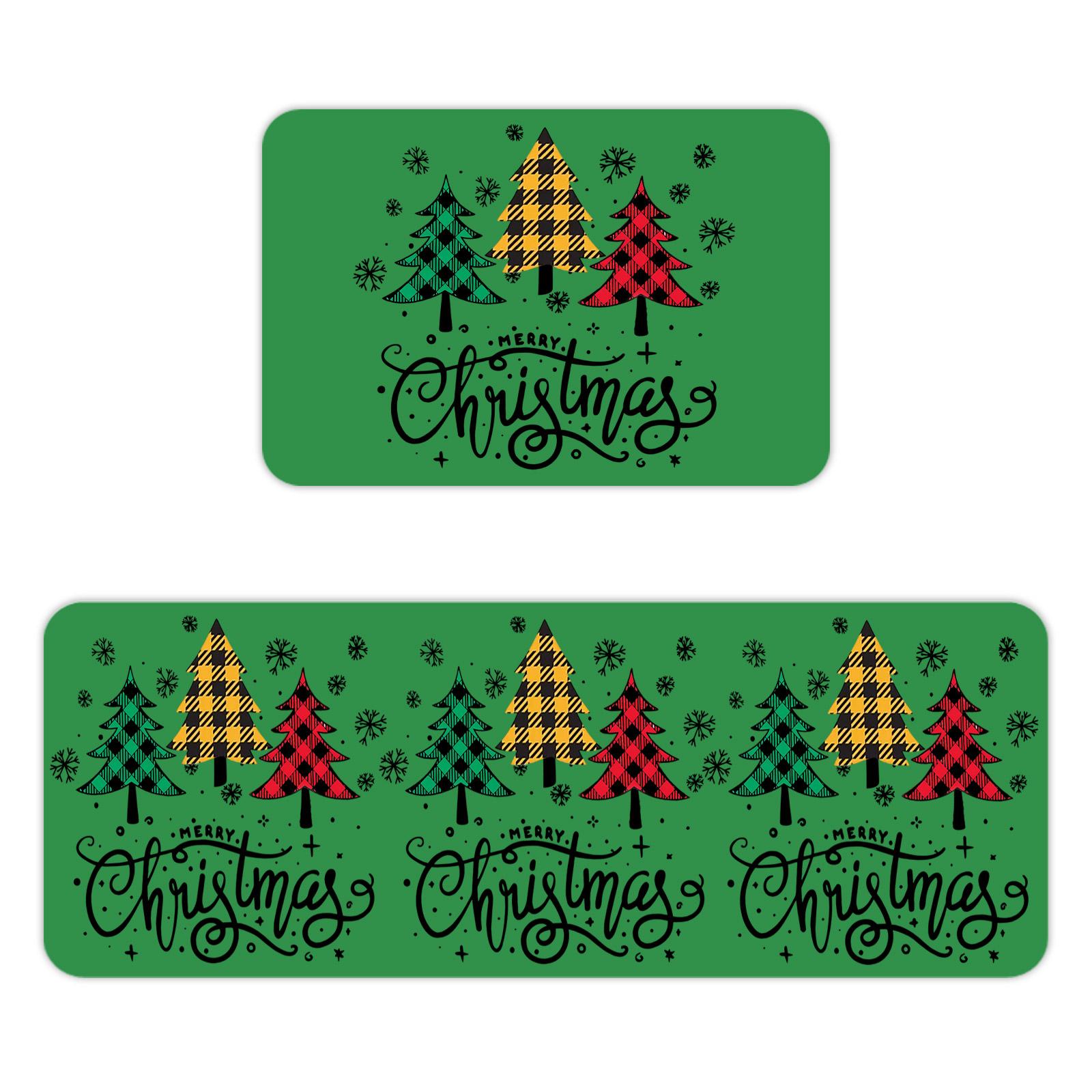 

Christmas Kitchen Anti-slip Mat Carpet Flannel Doormat Two-piece Set One Size
