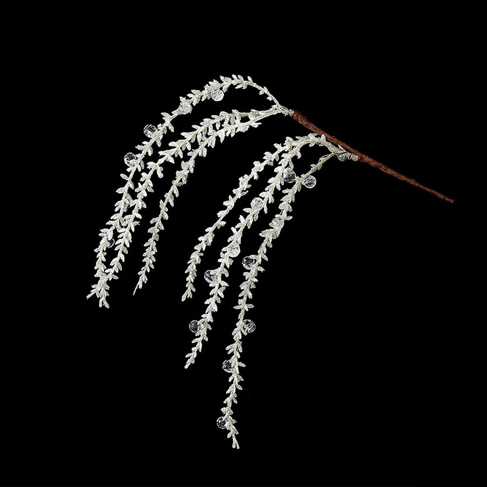 Sparkling Christmas Weeping Spray Pick Realistic Bead Chain Weeping Willow Branch Vase Fill