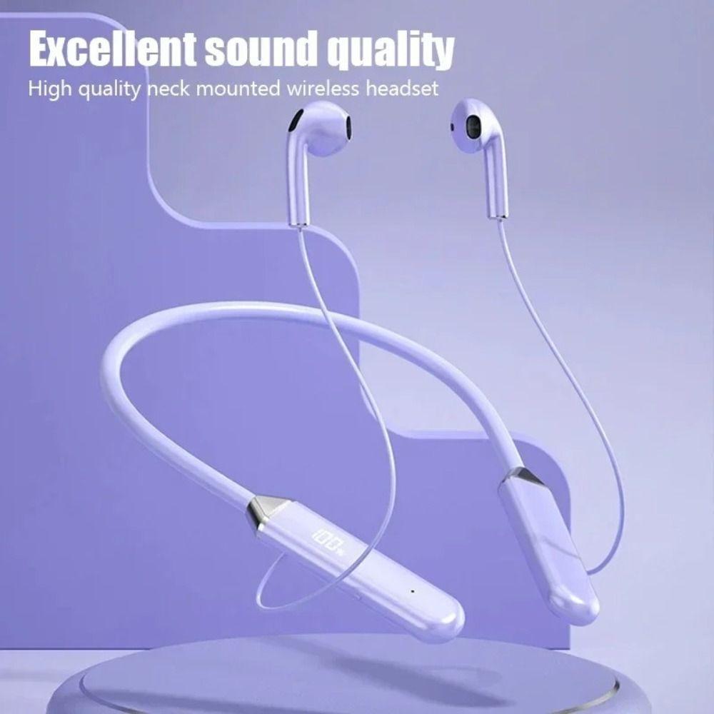 LED Digital Display Wireless Neckband Bluetooth Earphones High Sound Bluetooth Headset  Universal