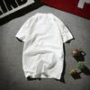 Men T-shirt Short Sleeves V Neck Button Solid Color Slim Fit Cotton Linen Summer Casual Male Tee Shirt Top Daily Wear