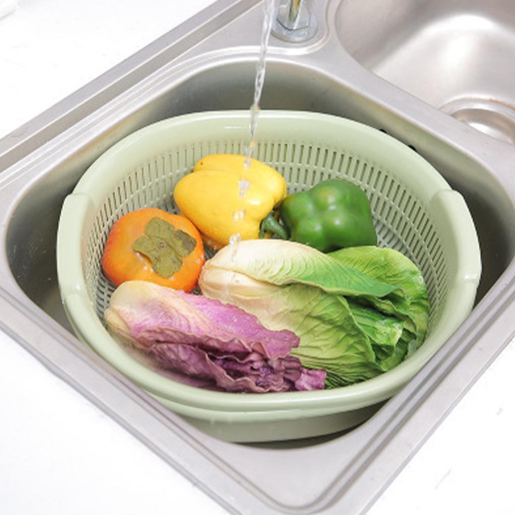 Multi-functional Kitchen Strainer Easy To And Clean Double-Layer Vegetable Washing Basket