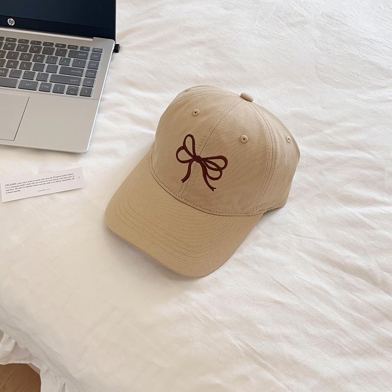 RICYGVM Bow Embroidery WoUnisex Baseball Hat Korean Girl Duckbill Cap Outdoor Sun Protection Visors Solid Color Duck Tongue Cap