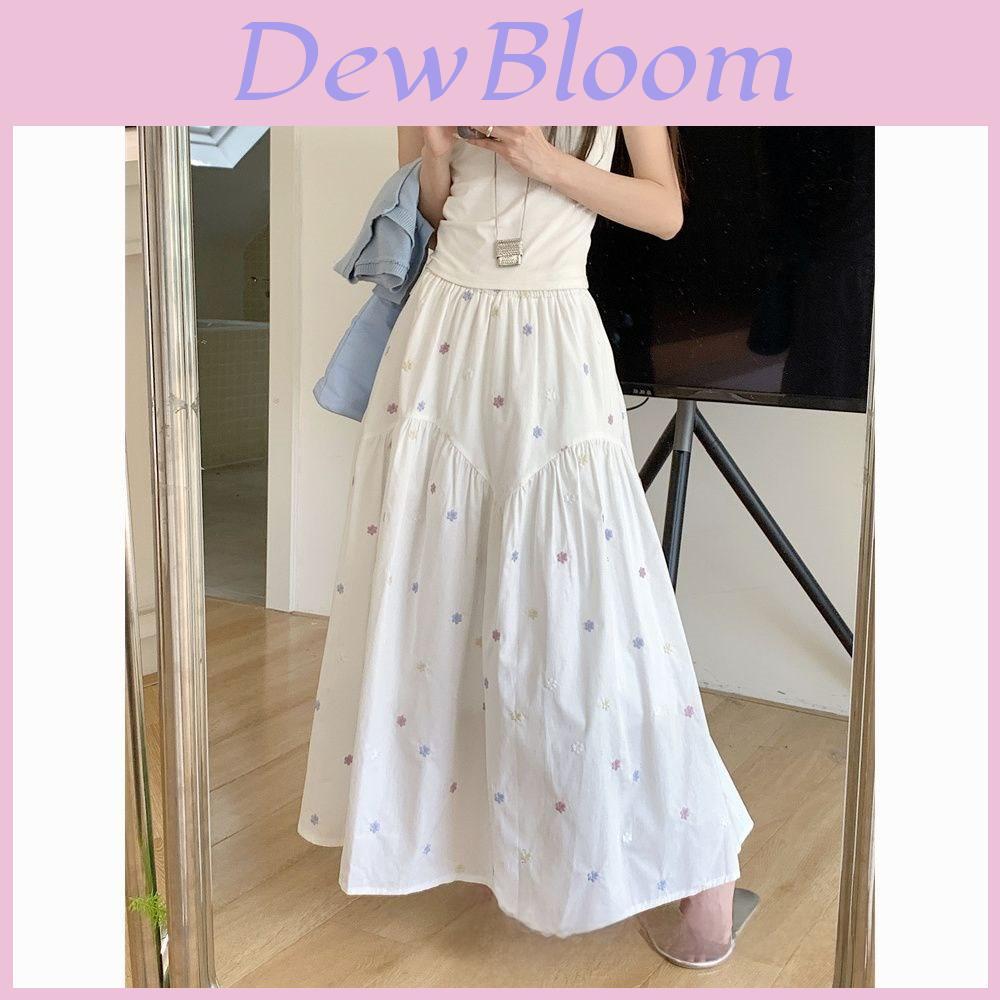 Cotton Blended Floral Midi Skirt With High Waist For Spring Summer Fashion Collection