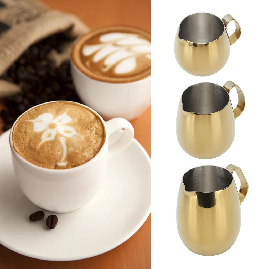 Coffee Milk Cup Coffee Milk Cup Stainless Steel Milk Frothing Pitcher Cappuccino Latte Art Milk Jug Cup Golden Milk Frother Cup