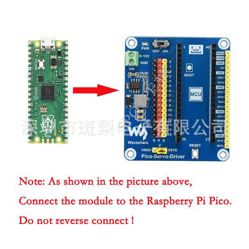 Raspberry Pi Pico Servo Driver Expansion Board: 16-Channel, 16-bit Resolution