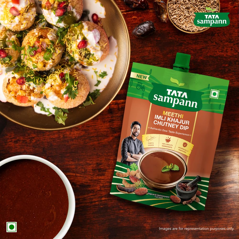 Tata Sampann Meethi Imli Khajur Chutney Dip 200 g Sweet Tangy Date Tamarind Sauce For Snacks And Chaats Everyday