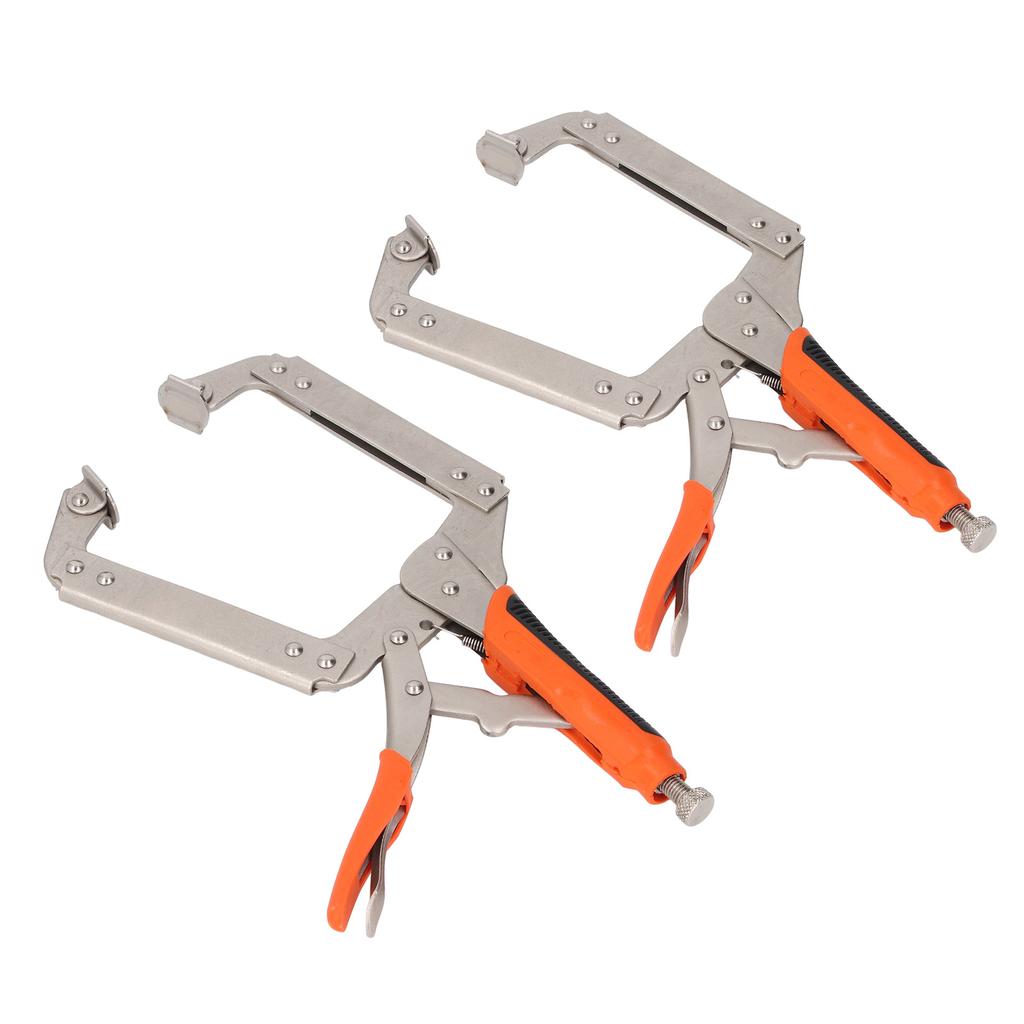 2Pcs Locking C Clamp Pliers Set Heavy Duty Woodworking Face Clamp with Rotating Pads for Welding Hole Joinery
