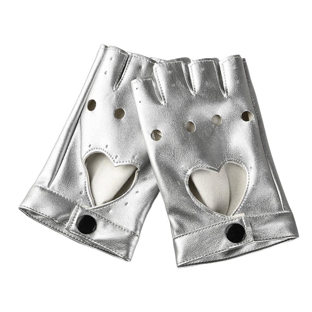 New High Quality Fashion PU Leather Fingerless Dance Glove Gothic lolita Jazz Style Cosplay Mittens Cosplay Party Gloves серебряный